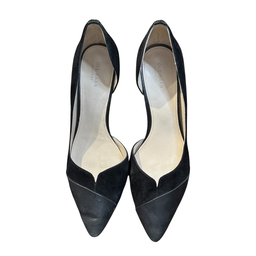 Cole Haan Grand.OS Womens 9.5B Black Suede D'Orsay Pointed Toe Pumps W05108